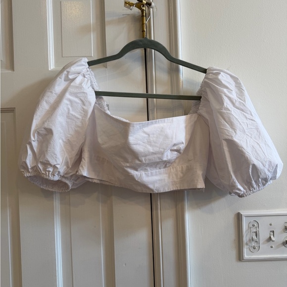 Susana Monaco White Puff Sleeve Crop Top - Picture 7 of 8
